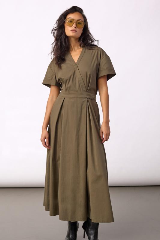 ELARACC SS WRAP DRESS OLIVE CO'COUTURE