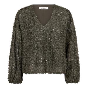 MALINACC SEQUIN V-BLOUSE DUSY ARMY CO'COUTURE