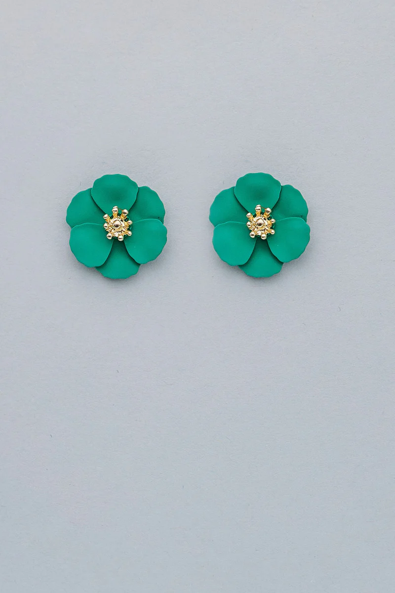 FLOWER SMALL EARRINGS STRONG GREEN BOW19