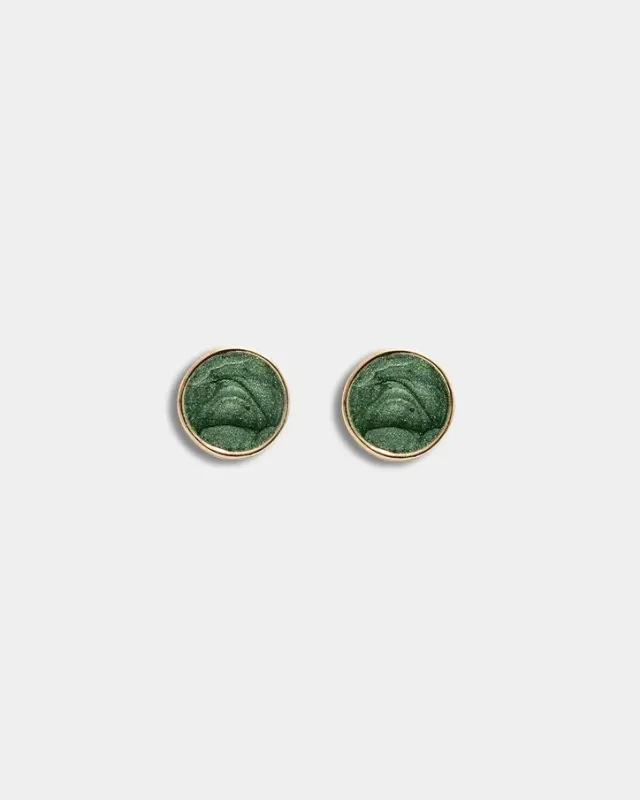 AVA PETITE PEARL STUDS GOLD W PEARL DARK GREEN BOW19