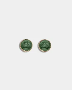 AVA PETITE PEARL STUDS GOLD W PEARL DARK GREEN BOW19