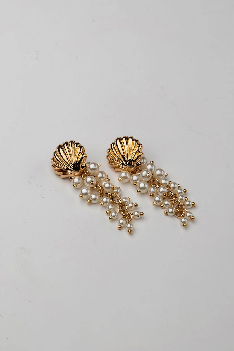 SHELL EARRINGS MULTI PEARLS BOW19