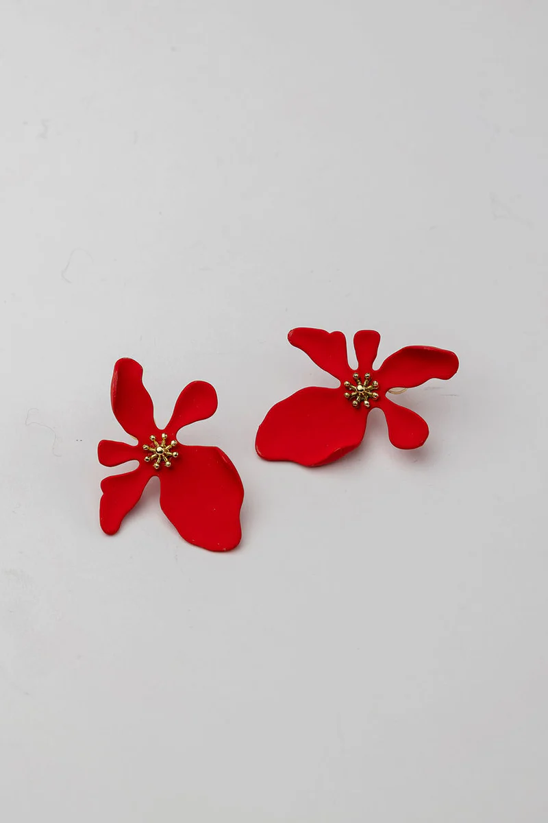 FLOWER EARRINGS RED BOW19