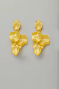 LEAF EARRINGS PEARL YELLOW BOW19