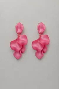 LEAF EARRINGS PEARL STRONG PINK 4 LEAVES BOW19