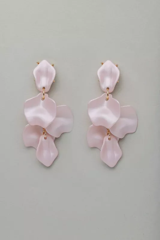 LEAF EARRINGS PEARL LIGHT PINK BOW19