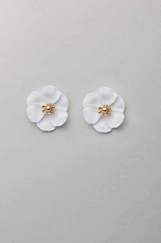 FLOWER SMALL EARRINGS MAT WHITE BOW19