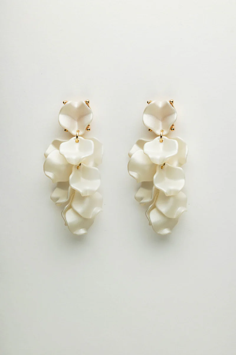 LEAF EARRINGS MINI PEARL WHITE BOW19