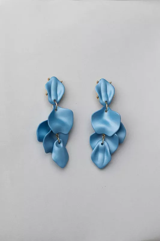 LEAF EARRINGS THIN DENIM BLUE BOW19