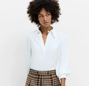 AREZZO NECK TRIM SHIRT WINTER WHITE FRENCH CONNECTION