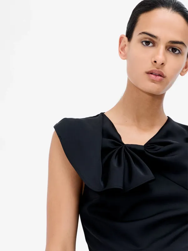 FENIX SATIN BIGG BOW PEPLUM TOP BLACK FRENCH CONNECTION