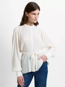 NOELLE PLISSE MILITARY BLOUSE PORCELAIN CREAM FRENCH CONNECTION