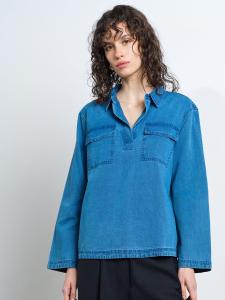 ZAVES CHAMBRAY COTTON SHIRT MEDIUM BLEACH WASH FRENCH CONNECTION