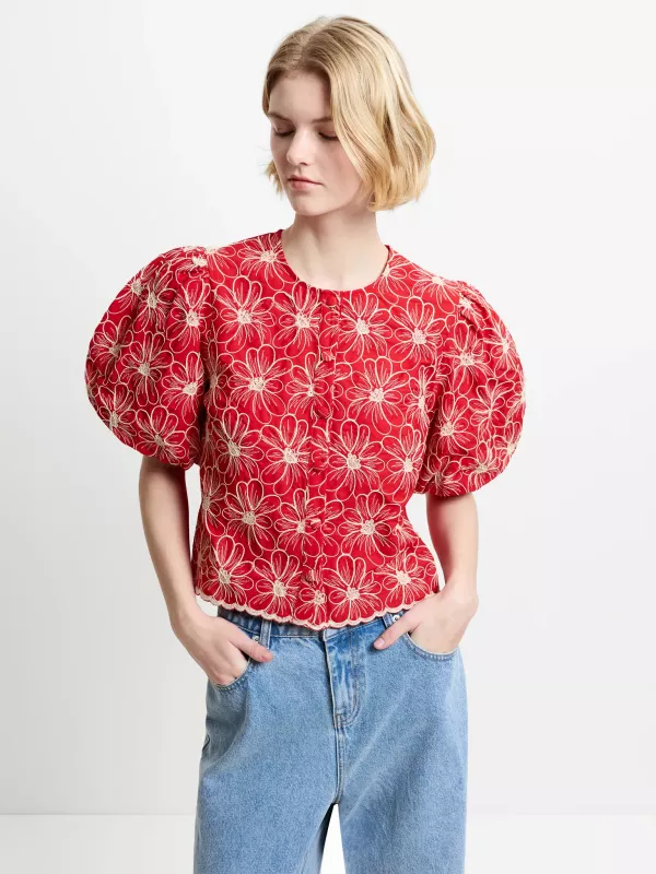 CAMBRIA COTTON BUTTON THROUGH WATERMELON RED FRENCH CONNECTION