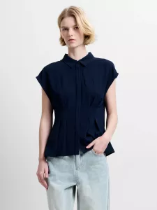 CODIE SLEEVELESS PLEATED TOP NAVY FRENCH CONNECTION