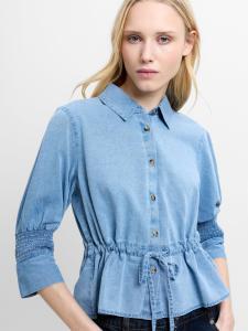 ZAVES CHAMBRAY DRAWSTRING TOP LIGHT WASH FRENCH CONNECTION