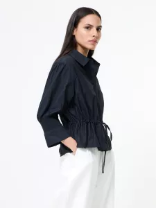 ERA POPLIN RUFFLE COLLAR TOP NAVY FRENCH CONNECTION