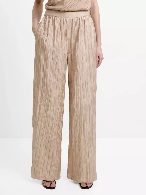 NOVIE CRINKLE TROUSER WARM NEUTRAL FRENCH CONNETION