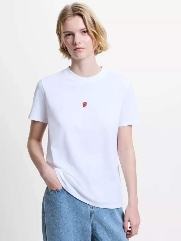 COTTON GRAPHIC COCKTAIL TEE LINEN WHITE FRENCH CONNECTION