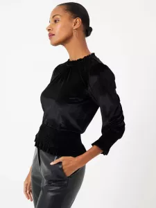 SULA VELVET JERSEY TOP BLACK FRENCH CONNECTION