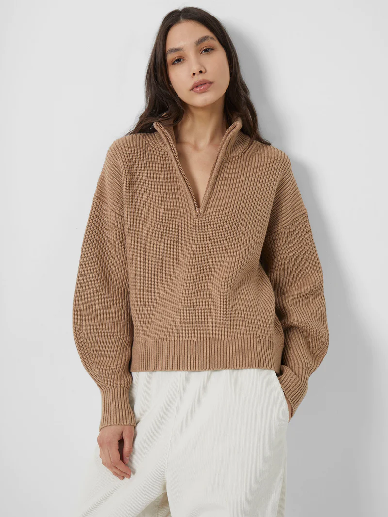 LYDIA HALF ZIP CAMEL FRENCH CONNECTION