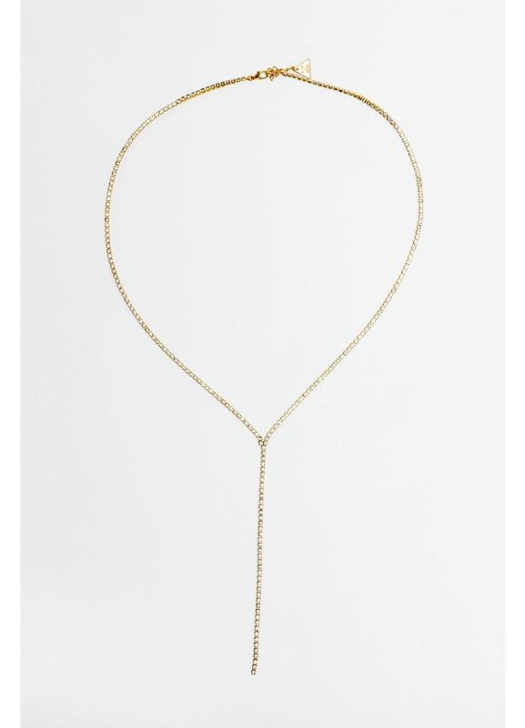 STRASS LONG NECKLACE GOLD CLEAR BOW19