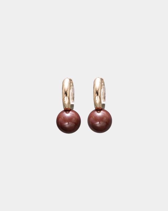 AMELIE PEARL HOOPS DARK BROWN BOW19