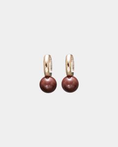AMELIE PEARL HOOPS DARK BROWN BOW19