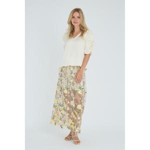 FUSCHIA SKIRT SAND YELLOW A-VIEW