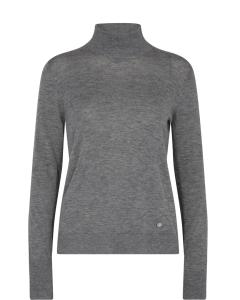 MMRELENA HIGHNECK KNIT POLO GREY MELANGE MOSMOSH