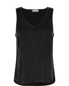 MMASTRID V-NECK SILK TANK TOP BLACK MOSMOSH
