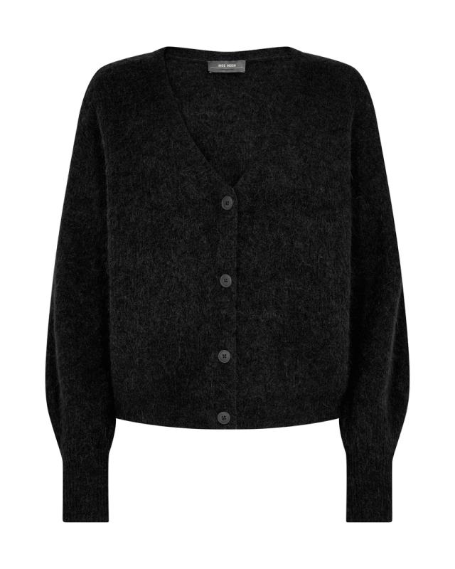 MMTHORA V-NECK KNIT CARDIGAN BLACK MOSMOSH