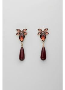 STONE DROP EARRINGS BURGUNDY BOW19