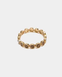 AVA PETITE ELASTIC BRACELET GOLD W DARK BROWN BOW19