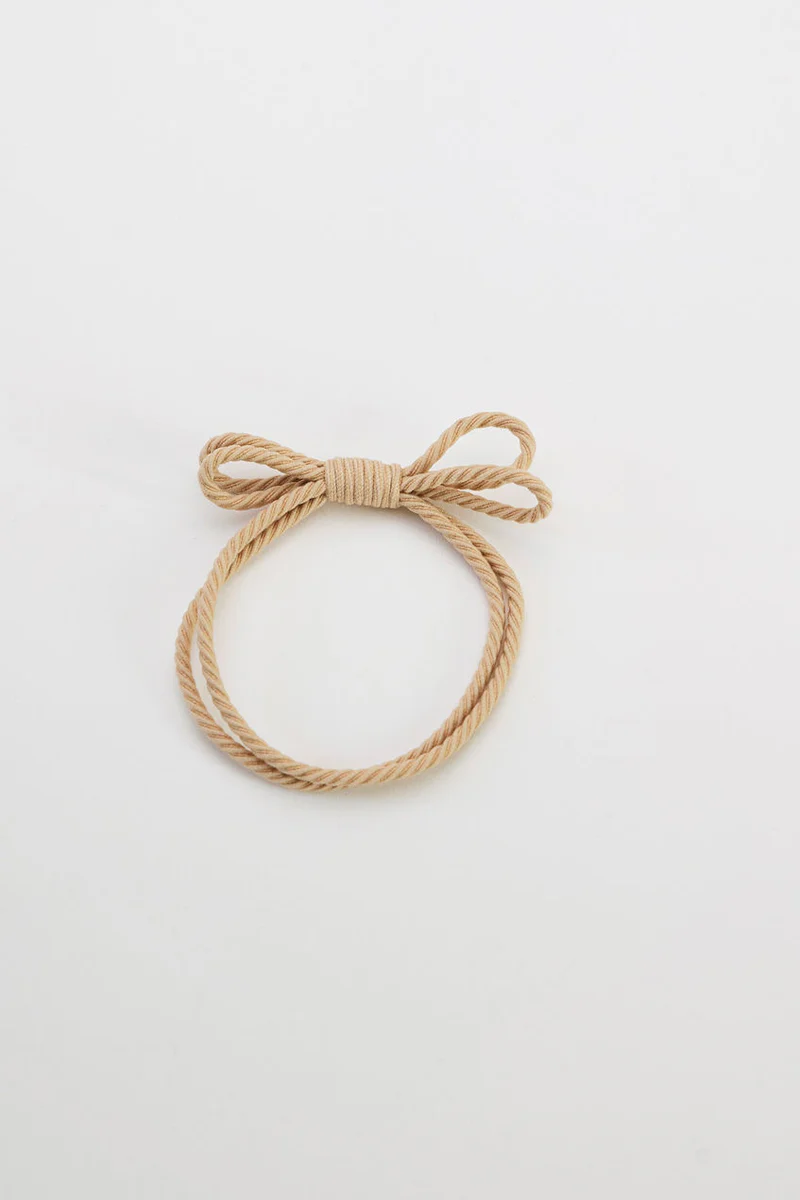 7340235001216BOW ELASTIC HAIRBAND BEIGE BOW19