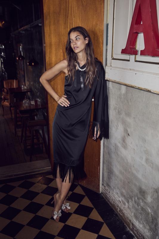 ADNACC FRINGE DRESS BLACK CO´COUTURE