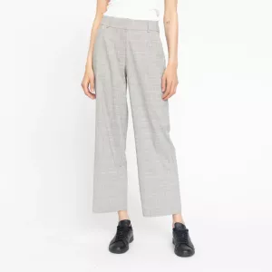 DENA ANKLE PANTS BLACK CREAM CHECK FIVE UNITS