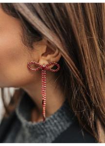 STRASS BOW EARRINGS RED STRASS BOW19