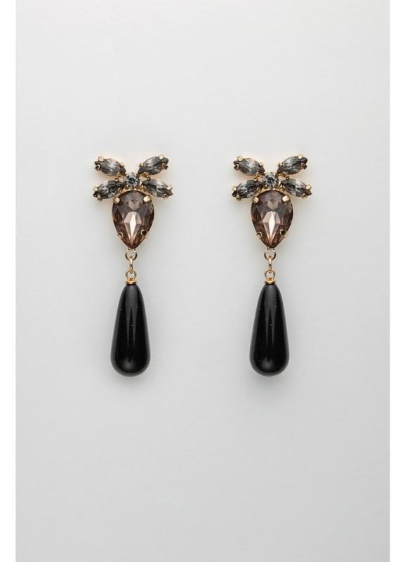 STONE DROP EARRINGS BLACK BOW19