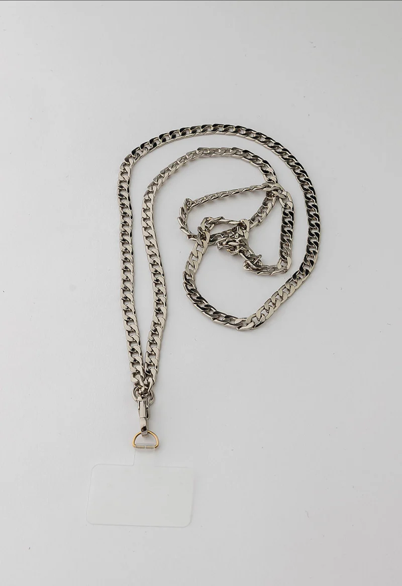 CHAIN PHONE STRAP SILVER BOW19