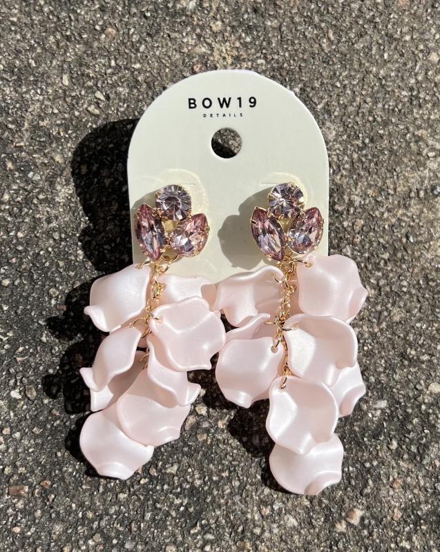 LEAF STONE EARRINGS LIGHT PINK BOW19