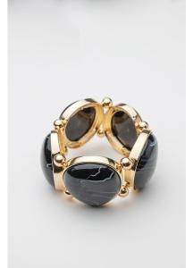 VALA ELASTIC BRACELET BLACK W GOLD BOW19