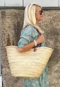 STRAW BAG CLASSIC BROWN BOW19