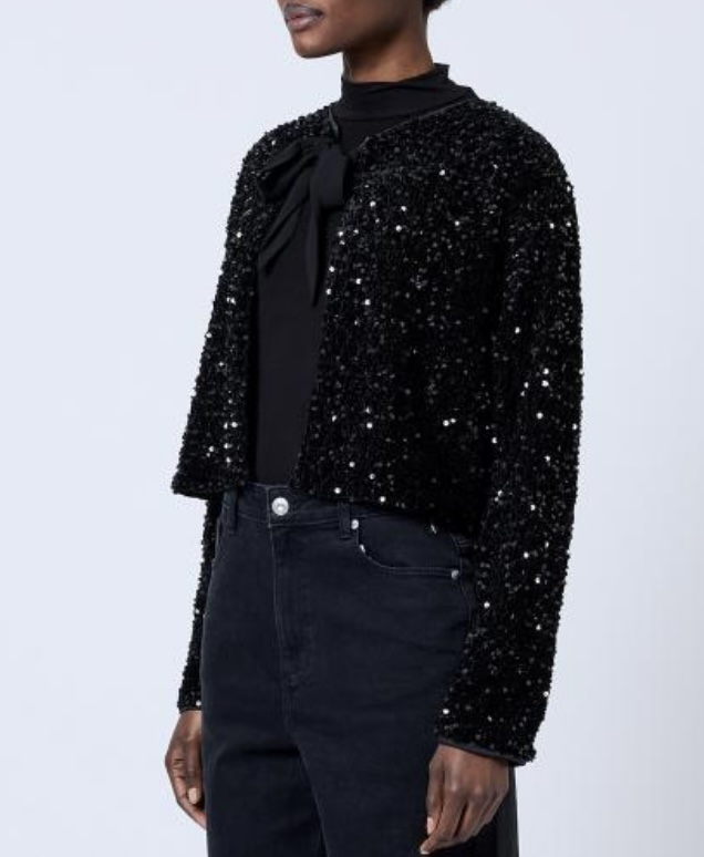 MONET SEQUIN TIE CARDIGAN BLACKOUT FRENCH CONNECTION