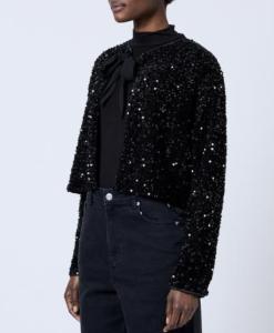 MONET SEQUIN TIE CARDIGAN BLACKOUT FRENCH CONNECTION