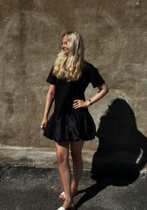 SIVINE BUBBLE HEM MINI DRESS BLACK FRENCH CONNECTION
