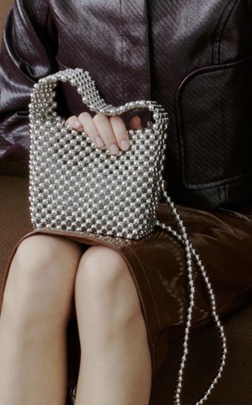 DAY BEADED CHROME HANDBAG SILVER DAYET