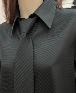 MMAYEN STRIPE SHIRT BLACK MOSMOSH