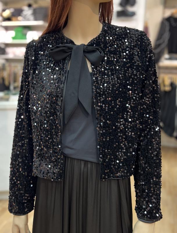 MONET SEQUIN TIE CARDIGAN BLACKOUT FRENCH CONNECTION