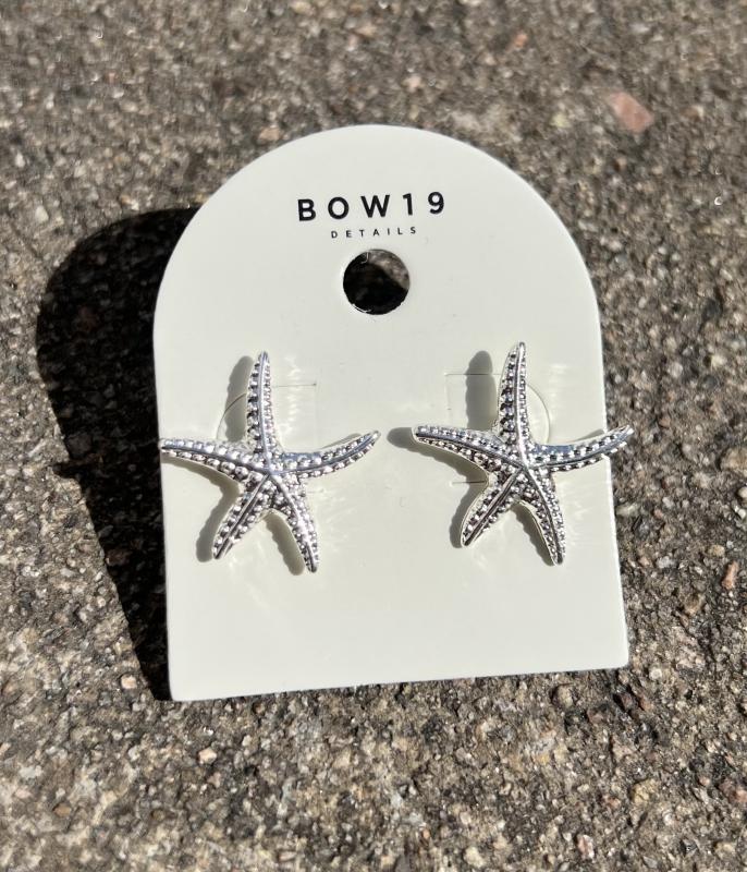 STARFISH STUDS SILVER BOW19